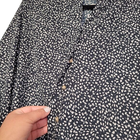 Jachs Girlfriend Women's Black & White Printed 3/4 Sleeve Hidden Button Blouse S - Picture 5 of 15